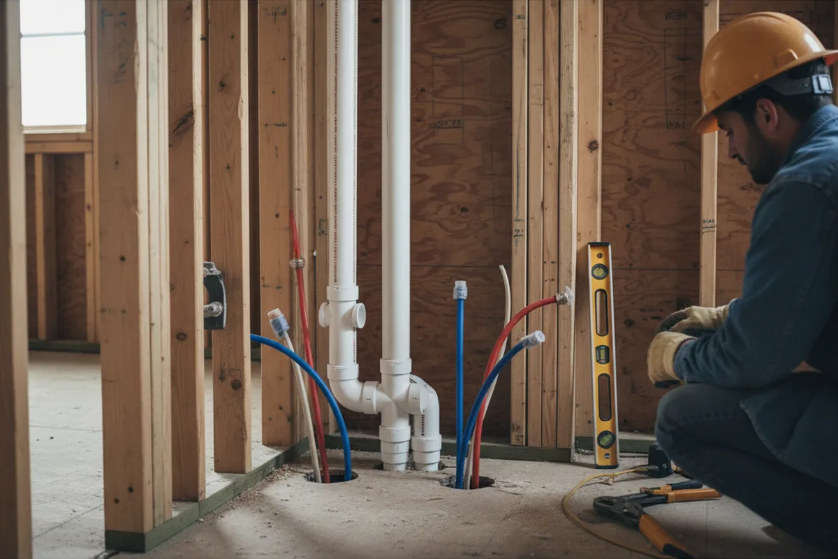 Drain and supply rough-in during Sump Pump Repair in Eastern